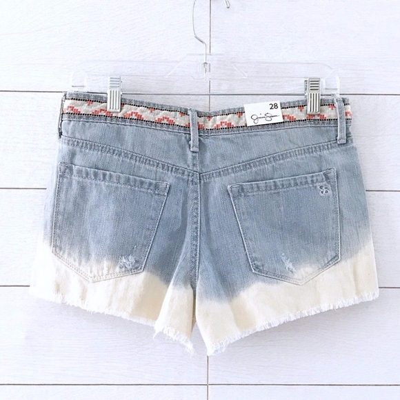 Jessica Simpson Blue Dip Dye Fray Ace Denim Shorts - Picture 6 of 8